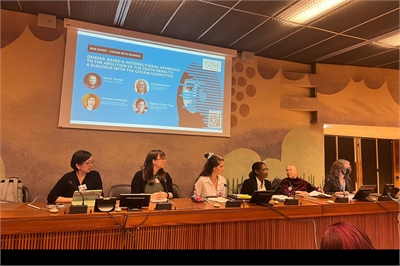 Panel briefing the CEDAW Committee - Amy Bergquist is far right and Sunny Jacobs is 2nd from right Panel briefing the CEDAW Committee - Amy Bergquist is far right and Sunny Jacobs is 2nd from right